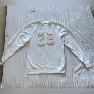 White Sweatshirt with Floral Number 25